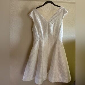 Julia Jordan white jacquard fit and flare Dress V-Neck